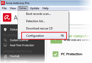 Antivirus Pro - Extras - Configuration